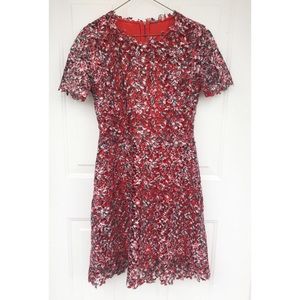 Elie Tahari Orange Ophelia Short-Sleeve Lace Dress